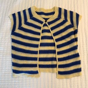 Cream and Blue Striped Sweater